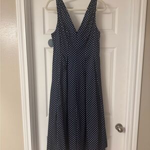 Hill House Navy and White Polka Dot Midi Dress